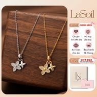 LASOIL - 316L Titanium women's necklace with layered Flower, 4-Leaf Clover, Flower necklace, Four Le