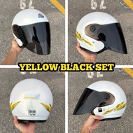 SPECIAL EDITION COMBO SET HELMET LTD SPORT PEARL WHITE LINE YELLOW VISOR LTD SPORT BLACK DARK GREY S