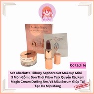 Charlotte Tilbury Sephora Set Makeup Mini 3 Dishes, Pilow Talk Lipstick, Magic Cream