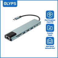 OLYPS USB HUB TYPE C to HDMI 4K 30Hz USB HUB 3.0 RJ45 SD TF  PD 100W Port usb adapter Docking Statio