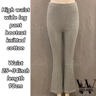 high waist pants botcut seluar bootcut palazzo knitted fit to m-l ( Freesize) wide leg pants grey le