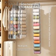 16/26 Grids Multi-Layer Double-Sided Hanging Organizer Stackable Roll Wardrobe Clothes Storage Bag f