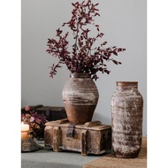 Juhan Art Pottery Pot Retro Distressed Stoneware Flowerpot Handmade Antique Pottery Flower Arrangeme