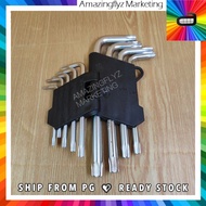 Hardware Tools 9pcs Star Screw Driver Folding Wrench Allen Key Set