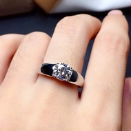 T Trendy Men's Ring AliExpress Silver-Plated Simulation Diamond Ring 2 Carat Moissanite Ring Simple 