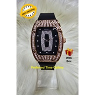 (Ladies) 100% ORIGINAL Instinc INS-D101-RG-BK Rose Gold Case,Black Diamond Dial,Silicon Strap Watch