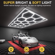 60,000+LM Super Bright 14 Hex LED Honeycomb Lights Modern LED Hexagon Garage Lights Ceiling Lighting