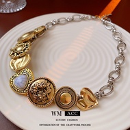 1pcs  European and American Fashion Exaggerate Pleated Love Necklace Temperament Light Luxury New Ne