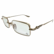 狀況極佳 □ CHROME HEARTS BUCKLE RIDER SV925 十字方形鏡框眼鏡/眼鏡，金色，無度數，重量 30 克，男士。