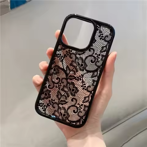 Vintage Floral Lace Clear Spicy Girl Phone Case For iPhone 17 AIR 16 15 14 13 12 11 Pro MAX X XR XSM