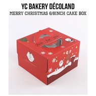 READY STOCK MERRY CHRISTMAS 6INCH / 8INCH HANDLE CAKE BOX WITH WHITE BOARD RED BIRTHDAY CAKE BOX 圣诞节蛋糕盒6寸/8寸生日蛋糕手提盒子