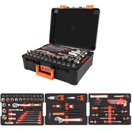 Kavwell Car Repair Car Repair Tool Socket Combination Set Car Ratchet Wrench Repair Tool Full Set
