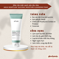[Hàng có sẵn] Sữa rửa mặt sạch sâu dịu nhẹ ANUA HEARTLEAF SUCCINIC MOISTURE CLEANSING FOAM 150ml [Gl