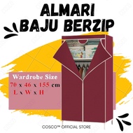 ✨Almari Baju✨ Waterproof Dust Cover Zipped Curtain Kain Wardrobe Large Zip Easy T-Shape Pelajar Staff Plastik Big CC02