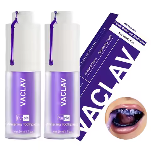 Vaclav Purple Toothpaste Teeth Whitening Clean Colour Corrector Tooth Stain Removal Tooth Paint Boos