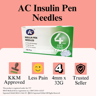 AC Jarum Pen Insulin 4mm 100s Insulin Needles 4mm Insulin Pen Needles 4mm 32G 100pcs Jarum Insulin 4