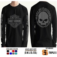 Lái mô-tô Harley Davidson hộp sọ in logo thư 100% Tay áo dài của nam vải cotton