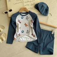 90-140 (553) Fei 2026 Spring Summer Perfume Nana 55361 Full Print Dinosaur Contrast Color Swimsuit S