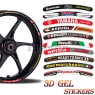 Universal 8pc Motorcycle Car 16-22 Inch Rim Wheel Epoxy Reflective 3D Decal Epoxy Sticker Strips Car