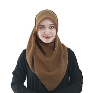 [HIDAYU PREMIUM] Tudung Bawal Cotton Batu Manik Tabur Putih Cotton Voile Bidang 45 Corak Borong Mura