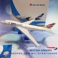 One World British Airways B747-400 Aircraft Model 16cm Die-cast Metal Airplane