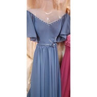 Dusty Blue or sky blue OFF SHOULDER SPONSOR NINANG DRESS for wedding