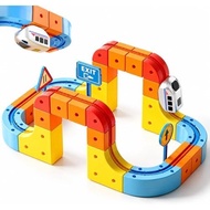 klick Rail Electric Magnetic Train Set, 3D Gravity-Defying Flexible Race Track for Kids 2-8, Buildin