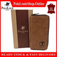 Original Polo Louie Men Genuine Leather Long Zip Wallet Men Wallet Zipper Card Slot Dompet Lelaki