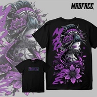 Purple Flower Geisha - Unisex Cotton Shirt Black and White Casual Crew
