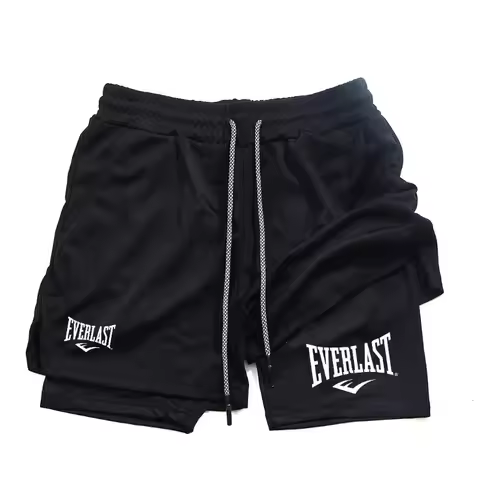 EVERLAST - Men's 2-in-1 running shorts double-layer sports shorts gym sportswear training and joggin
