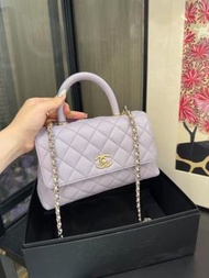 Chanel💜星黛露粉紫色荔枝牛皮Coco handle 小號🪻閑置品full set有單💖✨