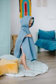 海軍藍華夫格兒童沙灘罩 - 兩側開放的幼兒浴袍