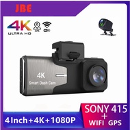 4Inch 4K Dash Cam Dual Lens Ultra HD Real Car DVR Camera WIFI GPS Rear View Night Vision WDR Video R
