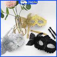Masquerade Mask with Holding Stick, Venetian Half Face Mask for Women