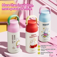 Pipjoy Cute Miffy Water Bottle 500ML/18oz Vacuum Flask Sus316 Stainless Steel Tumbler For Hot And Co