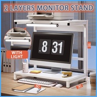 ↂ ✴ ◊☜ 2-Layer 48/60cm Monitor Computer Stand With Light Printer/Laptop Table Rack Desktop Holder W