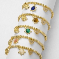 Colorful Crystal Turtle Bracelets for Women Beaded Chain Heart Conch Bracelets Animal Jewelry brtg67