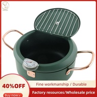 304 Stainless Steel Fryer Deep Fryer with Temperature Control and Lid Tempura Fryer with Splash Cover with Cooling Rack