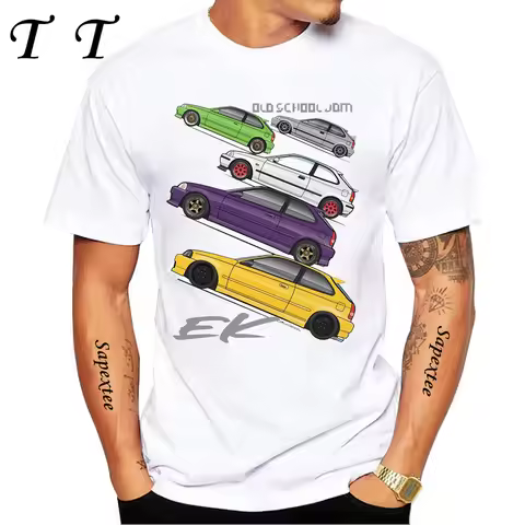 Summer Men Short Sleeve Drive The Japan Style Sport Car Civic Type R EK9 EG6 Fan Legend T-Shirt Hip