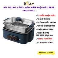 Nồi lẩu điện 2 ngăn 6.5L đa năng Bear DHG-D65B1 CS 2100W Phủ chống dính Dành cho gia đình 3-7 người
