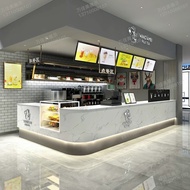 【Baru】Light Gray Marble Top Counter Creative LED Line Versatile for Boutique Cafe Stylish Facade Rec