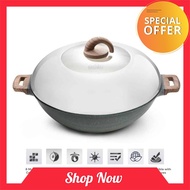 Special Offer [ Local Ready Stocks ] iGOZO AMOZONAS 36CM NON-STICK PREMIUM GRANITE WOK + GLASS LID FREE : 1. WOODEN SPA