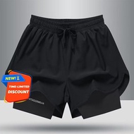 Cross border fitness shorts with men's inner lining, 2 pieces for training, anti glare, three-point 