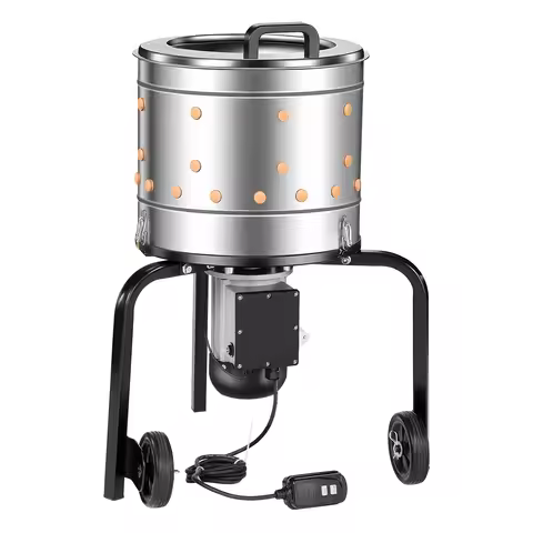 SucceBuy Chicken Plucker Machine 15.7in/19.7in/25.6in Drum with Soft Fingers & Transport Wheels for