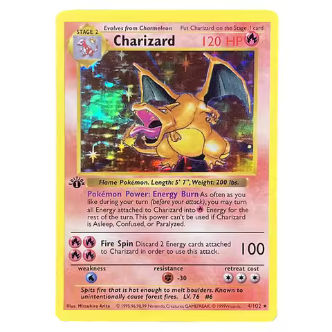 PKM Foil Cards Charizard Blastoise Venusaur Alakazam Mewtwo Zapdos Raichu 1996 1st Edition Game Coll