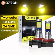 ((2PCS) Two-Color Car LED Fog Light H11 Bulb H3 H7 H8 HB4 881 9006 DRL Daytime Running White+Yellow
