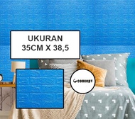 cx wallpaper foam 3d bata warna biru tua premium wall paper sticker wa - 35cmx385cm biru tua