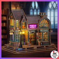 [From Japan]FUNPOLA wooden puzzle 3D puzzle assembly kit magic bookstore with LED