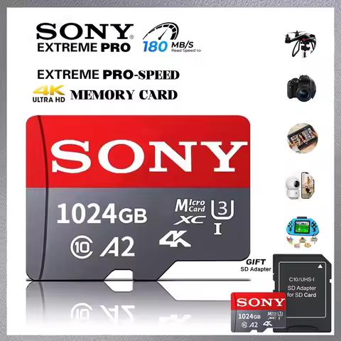 SONY SD Memory Card Extreme Micro TF SD Card High Speed 512GB 128GB 256GB 1TB U3 V60 4K HD Flash Car