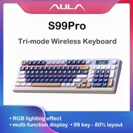 AULA S99 Pro Tri-Mode Gaming Keyboard with Display Screen RGB Backlit Lightweight for Gamers Tablet 